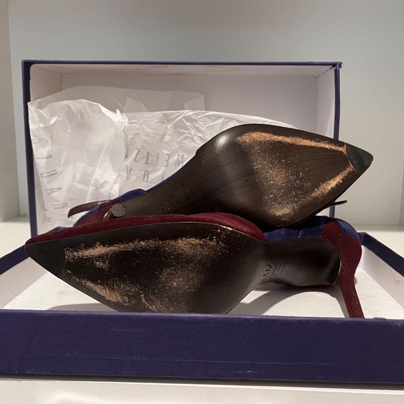 Stuart Weitzman Pumps Heels Pointed Toe Suede Ankle Strap size 8 - Picture 3 of 12